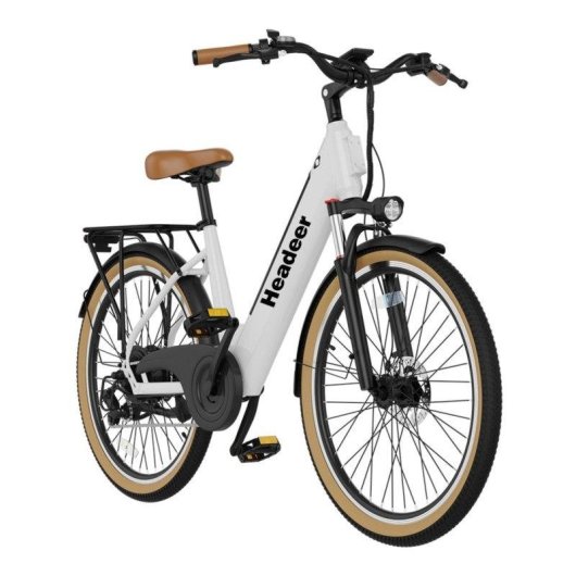 Bicicleta Eléctrica Headeer Bd26195 Motor 350W Batería 48V 11.5Ah 26" Frenos Disco Blanco
