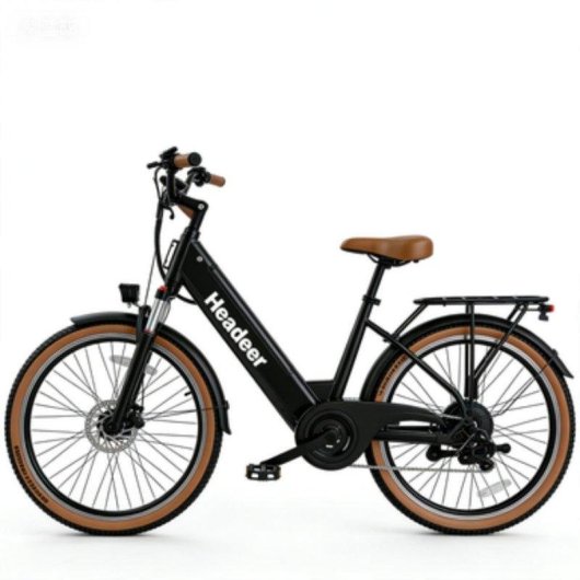 Bicicleta Eléctrica Headeer BD26195 Motor 350W Batería 48V 26" Frenos Disco Negro