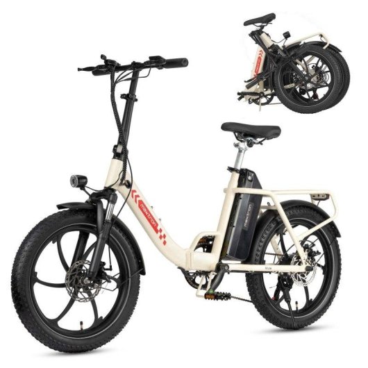 Bicicletta Elettrica Maxturn Mule 250W 48V20Ah 20" Freni a Disco Meccanici Bianco