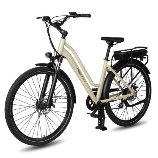 Bicicletta Elettrica Maxturn Urban7 250W 36V12.8Ah 27.5" Freni a Disco Meccanici Beige