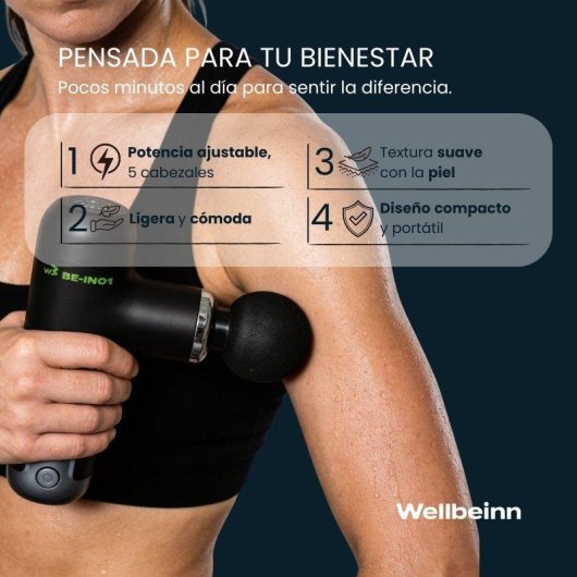 Pistola massaggio Wellbeinn BE IN 01 con testa fredda e calda