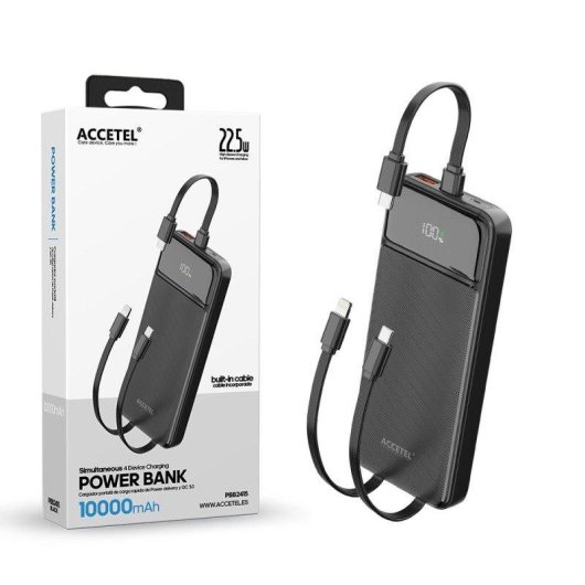 Bateria Externa Accetel Carga Rápida 10000mAh 22.5W PD+QC3.0 Preto