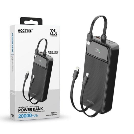 Bateria Externa Accetel Carga Rápida 20000mAh 22.5W PD+QC3.0 Preto