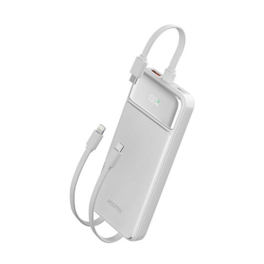 Bateria Externa Accetel Carga Rápida 10000mAh 22.5W PD+QC3.0 Branca