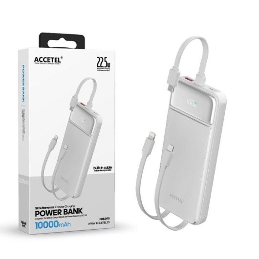 Bateria Externa Accetel Carga Rápida 10000mAh 22.5W PD+QC3.0 Branca