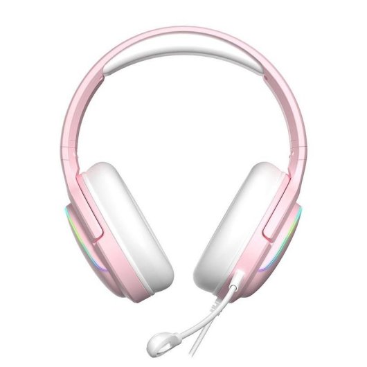 Auriculares Subsonic SA5684-1 com fio RGB microfone boom gaming rosa over ear