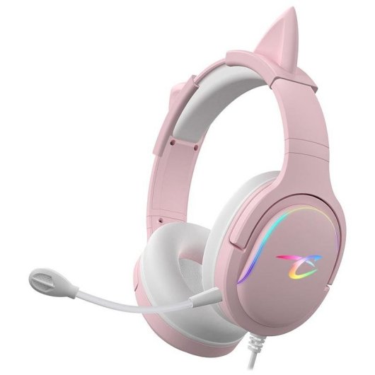 Auriculares Subsonic SA5684-1 com fio RGB microfone boom gaming rosa over ear