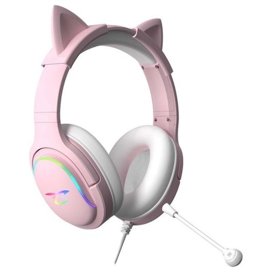 Auriculares Subsonic SA5684-1 com fio RGB microfone boom gaming rosa over ear