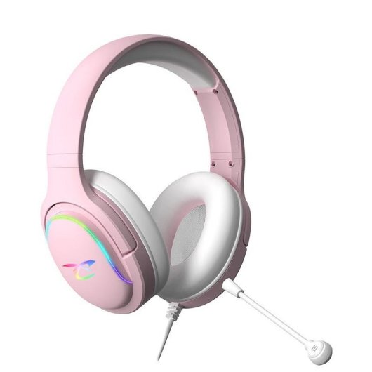 Auriculares Subsonic SA5684-1 com fio RGB microfone boom gaming rosa over ear
