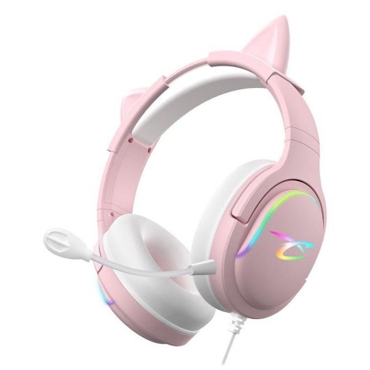 Auriculares Subsonic SA5684-1 com fio RGB microfone boom gaming rosa over ear