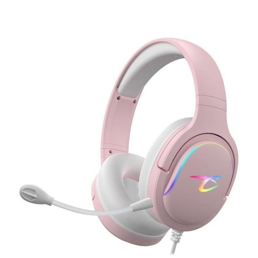 Auriculares Subsonic SA5684-1 com fio RGB microfone boom gaming rosa over ear