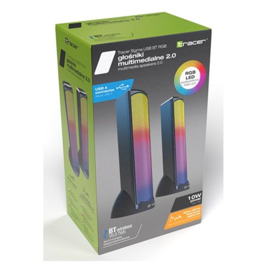 Altavoces Tracer Sigma USB BT RGB 10 W con conexión USB y Bluetooth 5.0