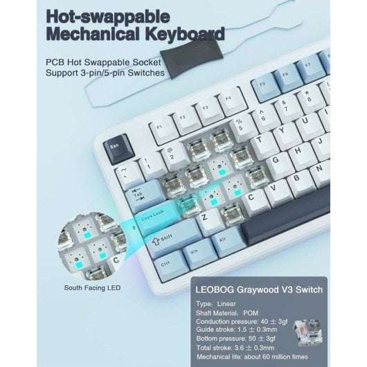 Tastiera Autrucker F87 75% Wireless Hot Swappable RGB modalità tripla