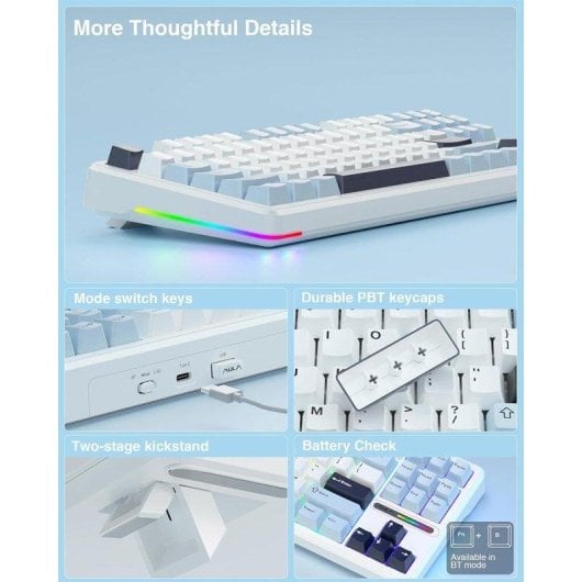 Tastiera Autrucker F87 75% Wireless Hot Swappable RGB modalità tripla