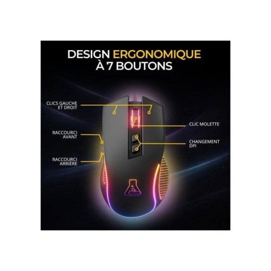 Maus The G-lab Kult Thorium USB 12800 DPI 7 Tasten RGB Kabelgebunden