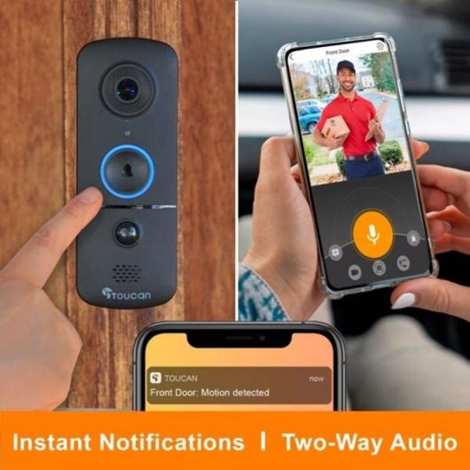 Videoporteiro WiFi Toucan TVD300V-ML 140° Visão Noturna Controle por Voz