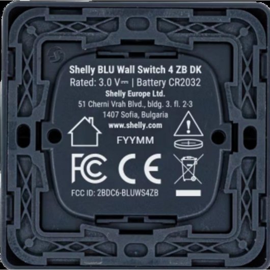 Interruptor de Pared Shelly BLU Wall Switch 4 ZB DK ZigBee y Bluetooth
