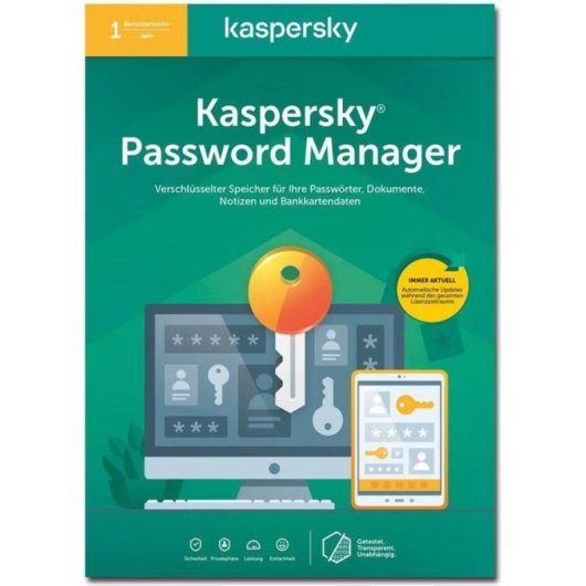 Gestor de Palavras-passe Kaspersky 1 utilizador 1 ano