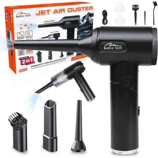 Aspiradora sin Cable Media-Tech JET AIR DUSTER MT6538 65W 15 min Accesorios Negro