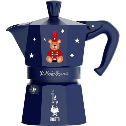 Cafetera Moka Express Bialetti Orsetto Azul 3 tazas 0.15 l