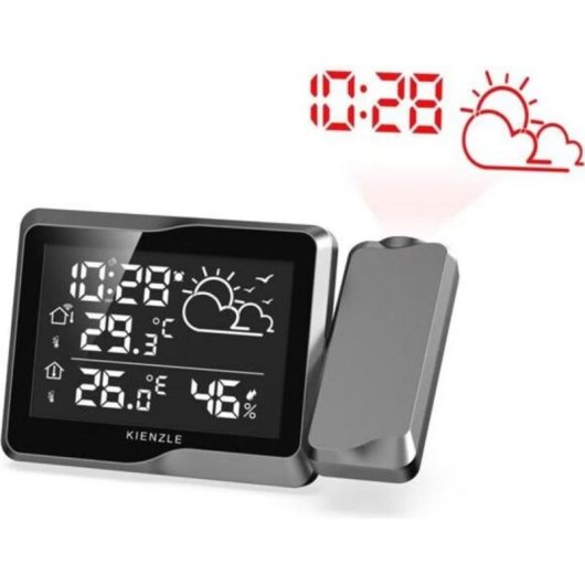 Sensor de Temperatura y Humedad Kienzle Proyección Inalámbrico con Alarma