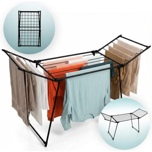 Colgador de ropa Promis Scopello 16 m plegable negro