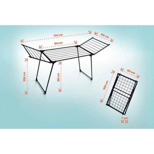 Colgador de ropa Promis Scopello 16 m plegable negro
