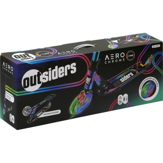 Patinete Outsiders Aero Neo Chrome 70 kg Rodas 140 mm Travão traseiro dobrável