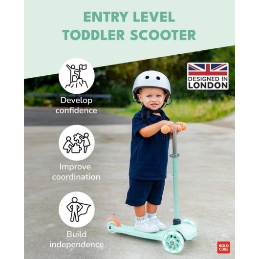 Patinete infantil Boldcube 3 ruedas 120 mm Verde Mint con manillar ajustable