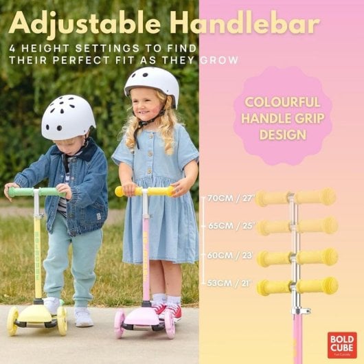 Patinete infantil Boldcube 3 ruedas 30 kg altura ajustable Rosa