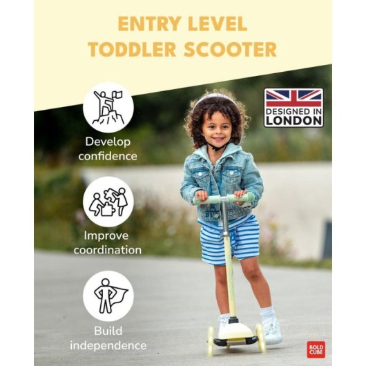 Patín Boldcube SKY005 3 Ruedas Amarillo Ajustable Niños 2-6 años