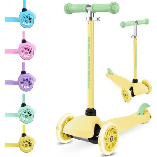 Patín Boldcube SKY005 3 Ruedas Amarillo Ajustable Niños 2-6 años
