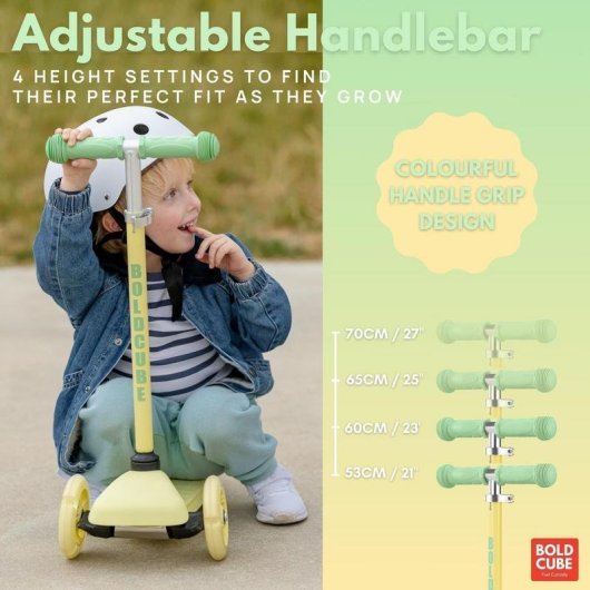 Patín Boldcube SKY005 3 Ruedas Amarillo Ajustable Niños 2-6 años