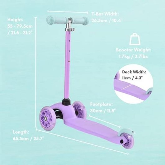 Patinete infantil Boldcube 3 ruedas 120 mm Azul con manillar regulable