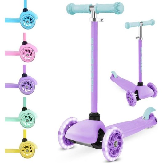 Patinete infantil Boldcube 3 ruedas 30 kg altura regulable lila