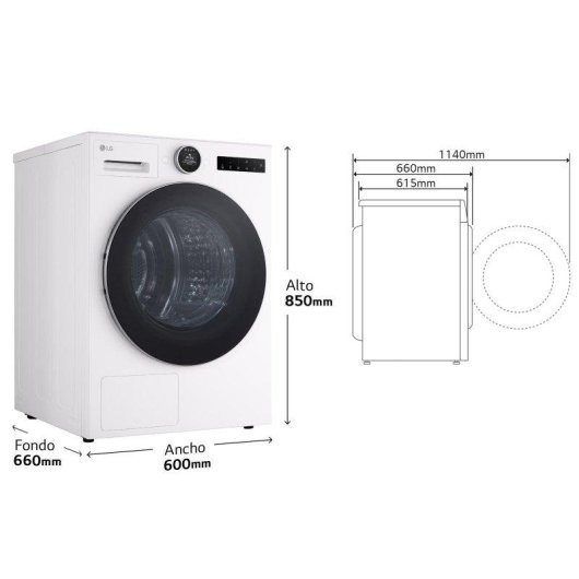 Secadora LG 9 kg B RHX7009TWS con AI Dry y bomba de calor Dual Inverter