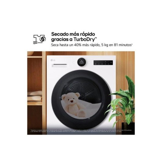 Secadora LG 9 kg B RHX7009TWS con AI Dry y bomba de calor Dual Inverter