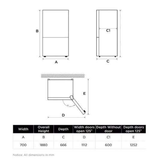 Frigorífico Combi Midea Total No Frost 188cm 435L E Branco