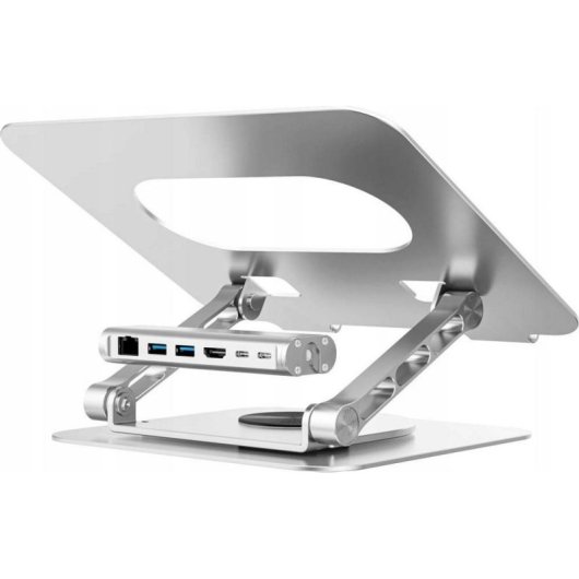 Podstaska Unitek TOP-4 con Hub USB-C HDMI 4K PD 100W para portátiles hasta 15.6"