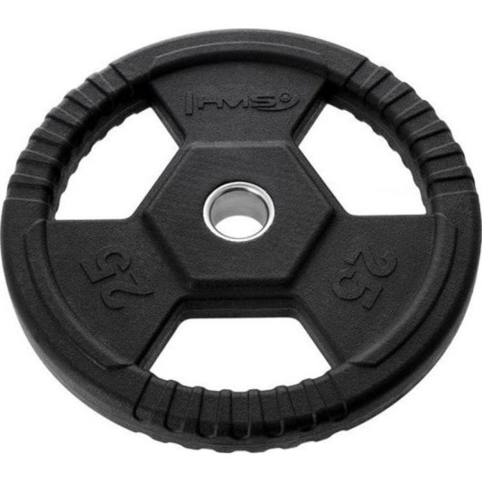 Disco Olimpico HMS TOH 25 kg Gomma Nera 51 mm Diametro 44 cm