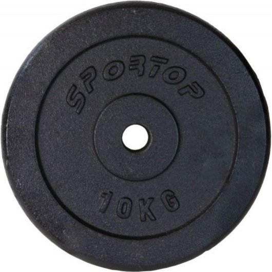 Pesa de gimnasio Sportop 10 kg de hierro fundido negro 28 cm
