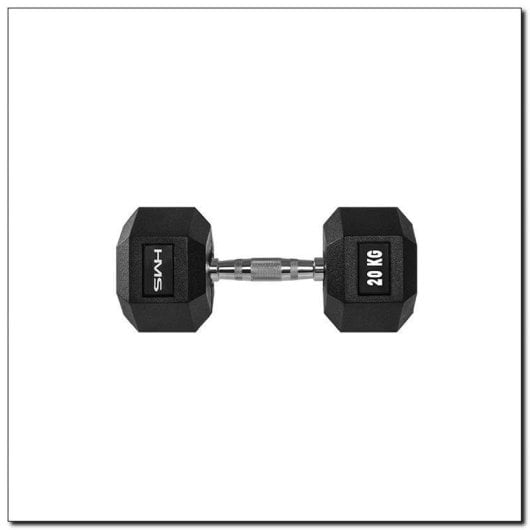 Mancubra HMS Fitness HEX PRO 20 kg, Peso Fisso, Acciaio Inossidabile, Gomma, Nero
