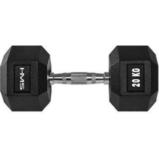Mancubra HMS Fitness HEX PRO 20 kg, Peso Fisso, Acciaio Inossidabile, Gomma, Nero