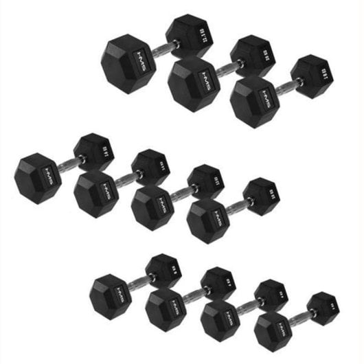 Mancubra a peso fisso HMS Fitness HEX PRO 16 kg, Nero, Acciaio Inossidabile e Gomma