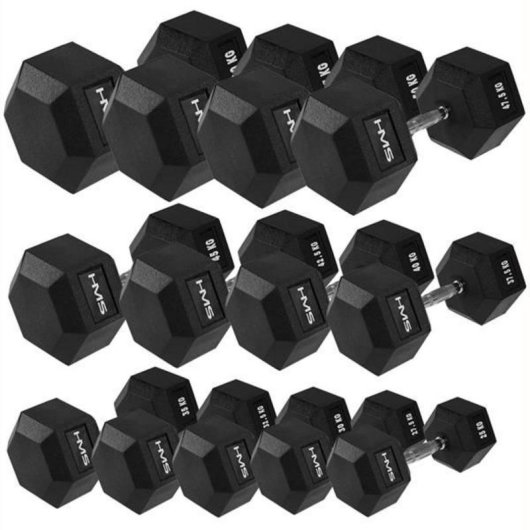 Mancubra a peso fisso HMS Fitness HEX PRO 16 kg, Nero, Acciaio Inossidabile e Gomma