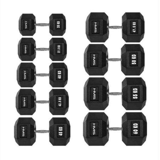 Mancubra a peso fisso HMS Fitness HEX PRO 16 kg, Nero, Acciaio Inossidabile e Gomma