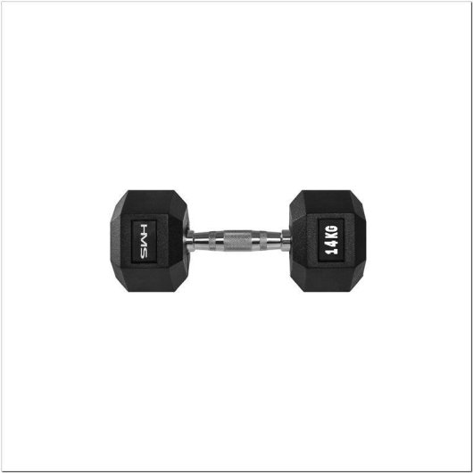 Mancuerna HMS Fitness HEX PRO 14 kg, Peso Fijo, Acero Inoxidable, Caucho, Negro
