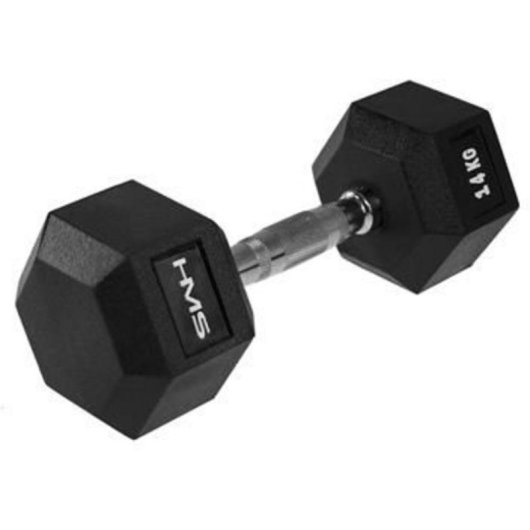 Mancuerna HMS Fitness HEX PRO 14 kg, Peso Fijo, Acero Inoxidable, Caucho, Negro