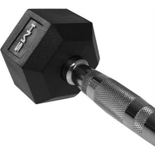 Mancubra a peso fisso HMS Fitness HEX PRO 10 kg, acciaio inossidabile e gomma