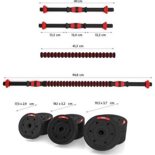 Manubri HMS SGP20 2 x 10 kg Bituminosi con Funzione Barra